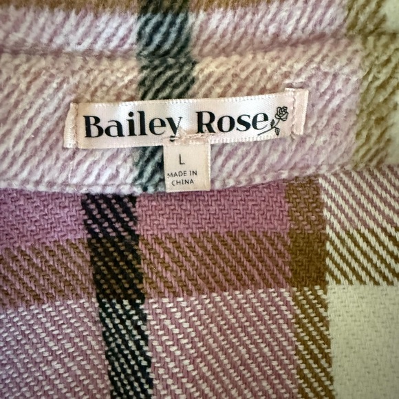 BAILEY ROSE OVERSIDE PLAID Shacket PINK & CREAM– SIZE L - Picture 8 of 10